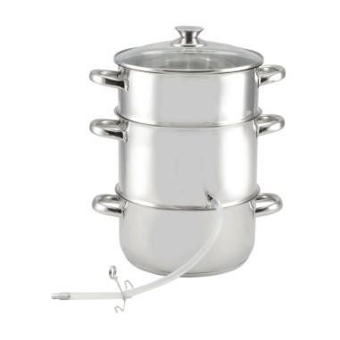 Oala pentru facut suc si sirop, cu aburi, inox, set 3 piese, 4.6 L, Perfect Home