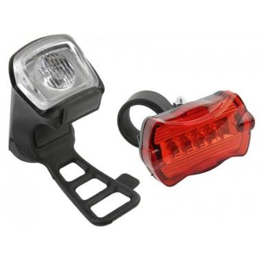 Set stop si far pentru bicicleta, 80 lm, 2AA, USB