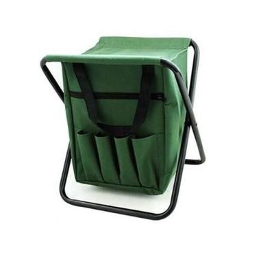 Scaun mini�pliabil, gradina, camping, pescuit, cu geanta, verde, max 80 kg,�25x27x32 cm�