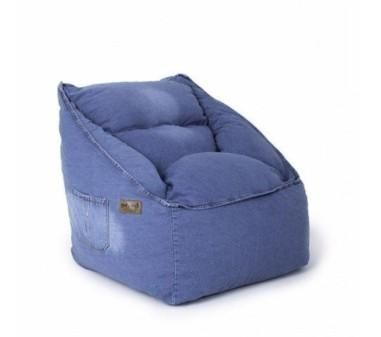 Fotoliu tip para, Big Jean Bean Bag, textil tip jolly jeans umplut cu perle polistiren, albastru