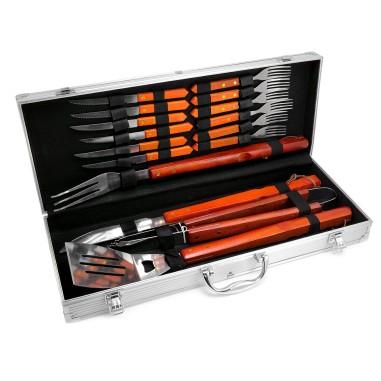 Ustensile pentru barbecue, grill, gratar, cu�geanta aluminiu, set 16 piese