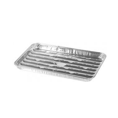 Tava aluminiu de unica folosinta, dreptunghiulara, pentru gratar, perforata, set 3 buc, 34x23x2.5 cm, Magic Home