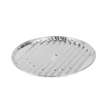 Tava aluminiu de unica folosinta, rotunda, pentru gratar, perforata, set 3 buc, 33x1.5 cm, Magic Home