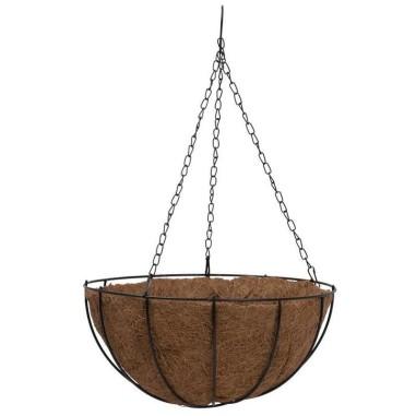 Ghiveci decorativ cu lant, rotund,??????? nuca de cocos, 35x35x17 cm�