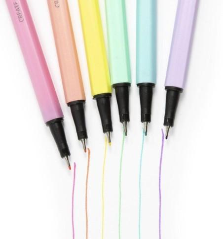 cum scrie pe foaie Set 6 pixuri, Kidea, culori pastelate