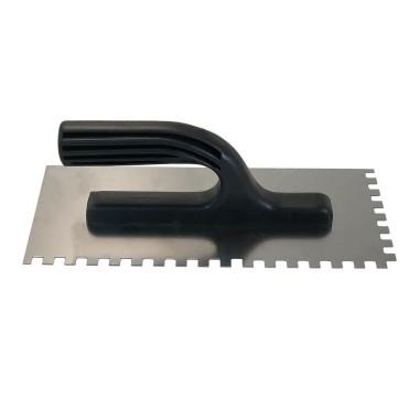 Gletiera inox cu zimti, 6x6 mm, maner plastic, 13x27 cm 