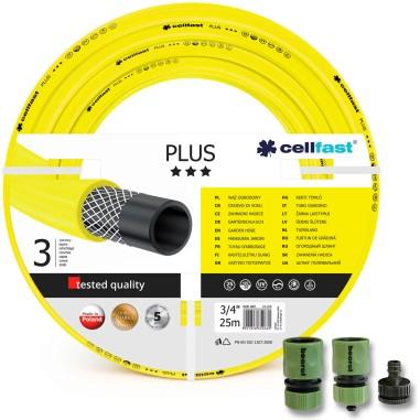 Furtun de gradina,�3 straturi, + cadou 2 cuple, 1 adaptor, 3/4", 25 m,�Cellfast�Plus