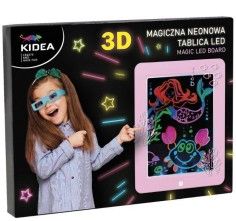 cutie Tablita de desenat magica 3D cu LED, pentru copii, roz