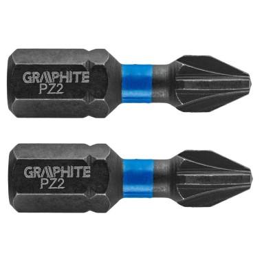 Varfuri, biti, de impact, PZ2, 1/4", set 2 buc, PZ2x25 mm, Graphite