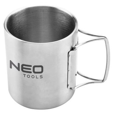 Cana turistica, camping, inox, maner pliabil, 320 ml, 8x9.2 cm, NEO 