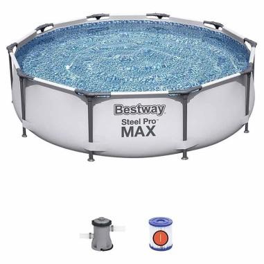 Piscina structura metalica, rotunda,�cu filtru, 305x76 cm, Bestway�Steel Pro Max