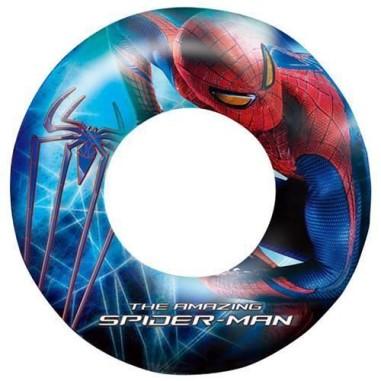 Colac inot pentru copii, gonflabil, model Spiderman, albastru, 56 cm, Bestway