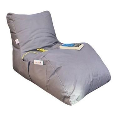 Fotoliu tip day bed, Big Bean Bag, textil umplut cu perle polistiren, gri deschis