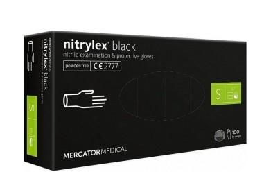 cutie Set 100 manusi de unica folosinta, Nitrylex negre, nepudrate, marimea S