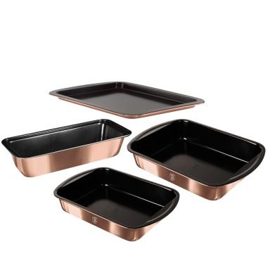 Set tavi pentru cuptor, 4 piese, Metallic Line Rose Gold,Berlinger Haus, BH 7621