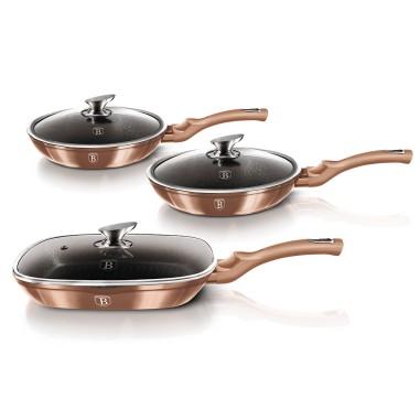 Set 3 tigai cu capac Metalic Line Rose Gold Berlinger Haus BH 6195