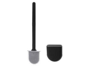 Perie MCT-Clean pentru WC flexibila cu suport, Silicon, Negru, 35 X 8 cm