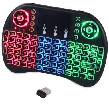 Mini tastatura QWERTY cu Iluminare LED, Wireless, Negru, 14.5x10x1.8 cm