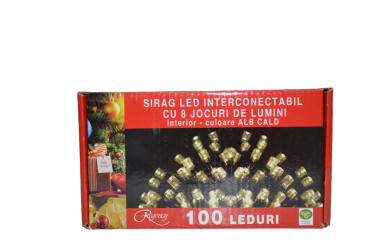 Instalatie de Craciun, sirag luminos, interconectabil, cu 8 jocuri de lumini, 100 LED-uri alb calde, 5 m