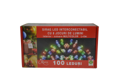 Instalatie de Craciun, sirag luminos, interconectabil, cu 8 jocuri de lumini, 100 LED-uri multicolore, 5 m