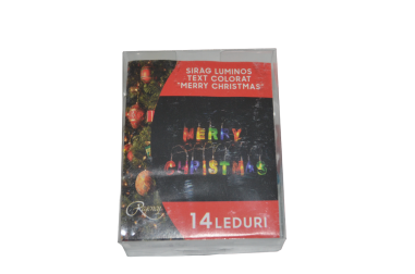 Instalatie de Craciun, 14 LED-uri, model Merry Christmas, 30 cm