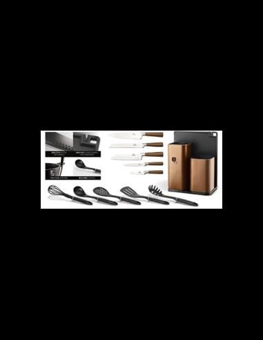 12 piese set cutite with stand and cutting board, rose goldBH/2446 Berlinger - produs de calitate si ieftin