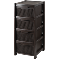 Dulap perlat pentru depozitare, din plastic maro, 4 sertare, 50x40x90cm