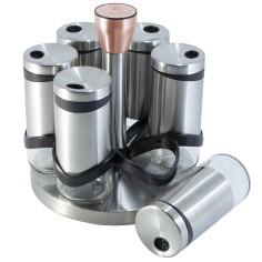 Set 6 recipiente pentru condimente, 120 ml, suport rotativ din otel inoxidabil,  Berlinger Haus, BH 1992