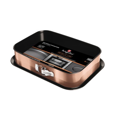 Tava pentru cuptor dreptunghiulara, cu pereti detasabili, 39x27 cm Rose Gold Metallic Collection Berlinger Haus BH 6474