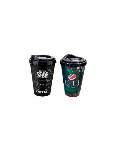 Pahar pentru cafea cu capac , plastic, 400 ml, AP 9122