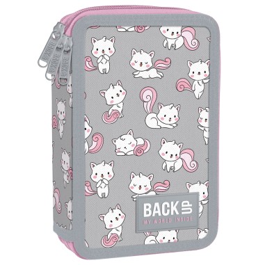 Penar echipat pentru fetite scolare si prescolare, BackUp, 3 compartimente, Kitty, PB6EW26, 20x13x7 cm