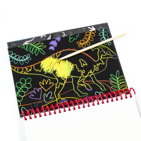 Carte de colorat cu dinozauri, 14 x 20 cm, caiet creativ cu spirala, Kidea NKWDN17