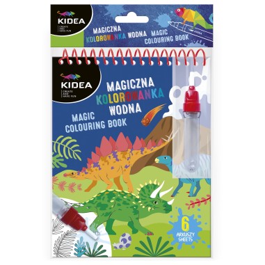 Carte magica reutilizabila de colorat cu apa Dinosauri, Kidea MWKWFKA