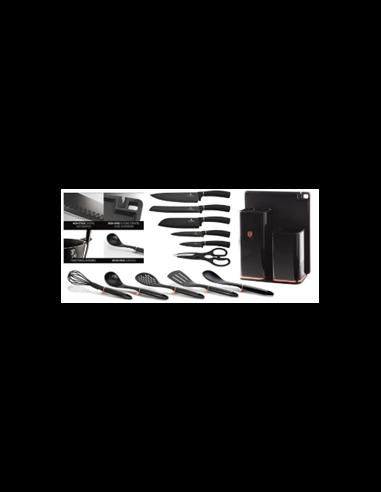 13 piese cutit and tool set with stand and cutting board, black- rose goldBH/2507 Berlinger - produs de calitate si ieftin