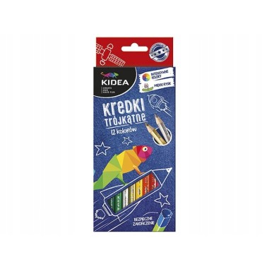 Set 12 creioane colorate perlate jumbo, Kidea, KTG12KA