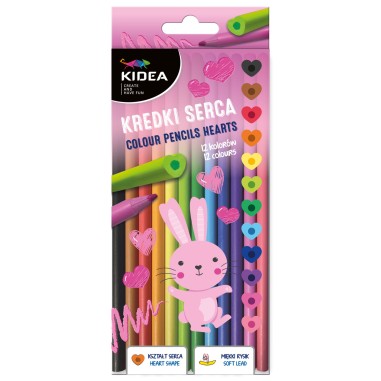 Set creioane colorate Derform Kidea, forma de inima, 12 culori, 10x90x205mm, KS12KKA