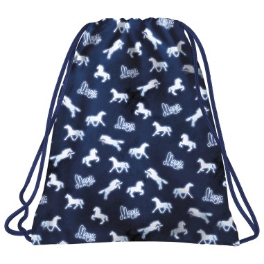 Sac sport pentru pantofi, BackUp, 35x45 cm, Albastru inchis, Horses WOB5A14