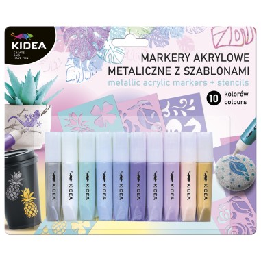 Set markere metalice acrilice, Kidea, Multicolor, 215mm x 178mm, MAM10KSKA