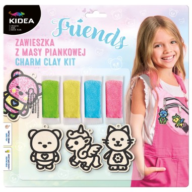 Set creativ, pandantive din spuma Creative Friends Kidea, 4 culori, 245x250x20mm, Kidea ZMPFKA