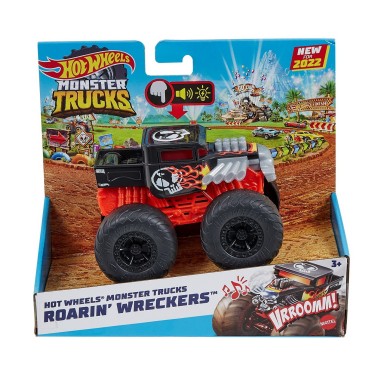 HOT WHEELS MONSTER TRUCK ROARIN WRECKERS BONE SHAKER CU FUNCTII SI SUNETE SCARA 1:43