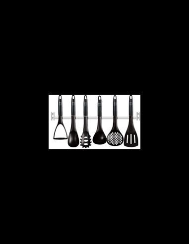 7 piese kitchen tool set with stainless steel hanger, blackBH/6327 Berlinger - produs de calitate si ieftin