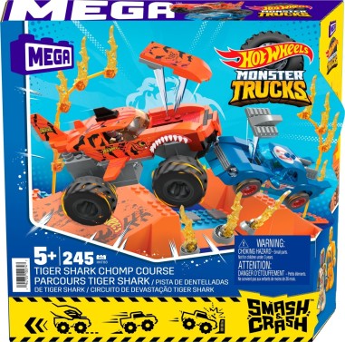 HOT WHEELS MONSTER TRUCK MEGA SET CONSTRUCTIE CURSA TIGER SHARK CHOMP