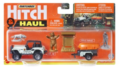 MATCHBOX HITCH&HAUL SET 2 VEHICULE MBX OFF ROAD 1988 JEEP 4X4 TRAILER TRAWLER SCARA 1:64