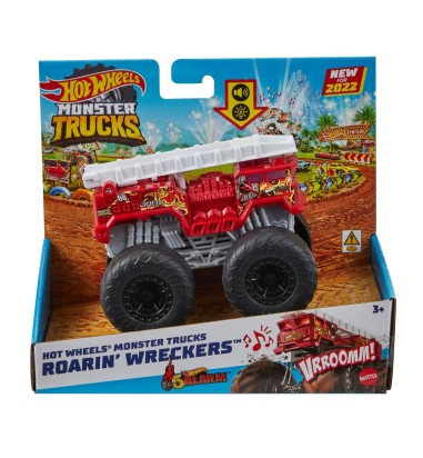 HOT WHEELS MONSTER TRUCK ROARIN WRECKERS 5ALARM CU FUNCTII SI SUNETE SCARA 1:43