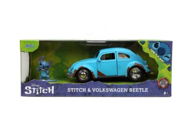 JADA SET MASINUTA METALICA VOLKSWAGEN BETTLE SCARA 1:32 SI FIGURINA METALICA STITCH