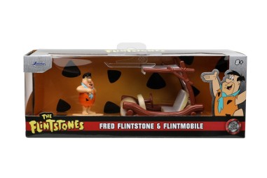 JADA SET MASINUTA METALICA FLINTMOBILUL SCARA 1:32 SI FIGURINA FRED FLINTSTONE