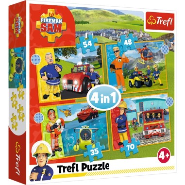 PUZZLE TREFL 4IN1 POMPIERUL SAM - CURAJOSUL SAM