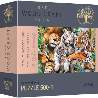 PUZZLE TREFL DIN LEMN 500+1 PIESE FELINELE DIN JUNGLA