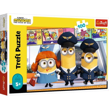 PUZZLE TREFL 100 PIESE MINIONII LA AEROPORT