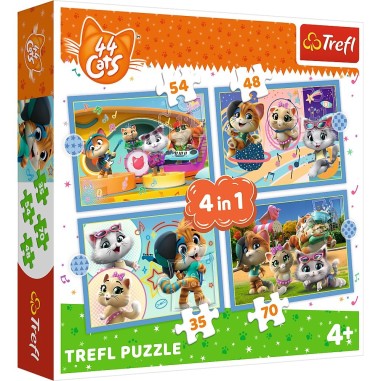 PUZZLE TREFL 44 CATS 4IN1 ECHIPA PISICILOR